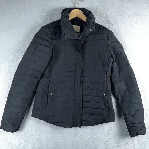 Ann Taylor Loft Puffer Coat Jacket Full Zip Up Womens Black Size X Small - Picture 1 of 11
